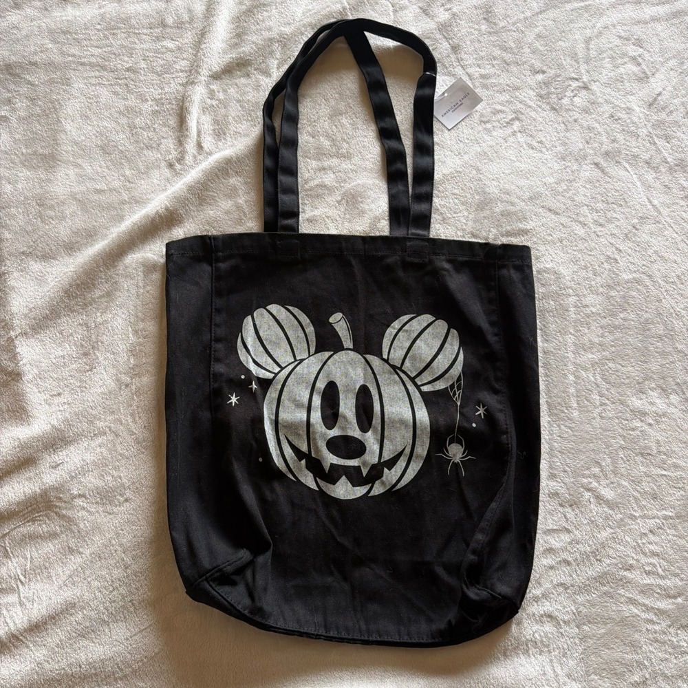 American Eagle x Disney Mickey Pumpkin Halloween Black Tote Bag Cotton - V0779